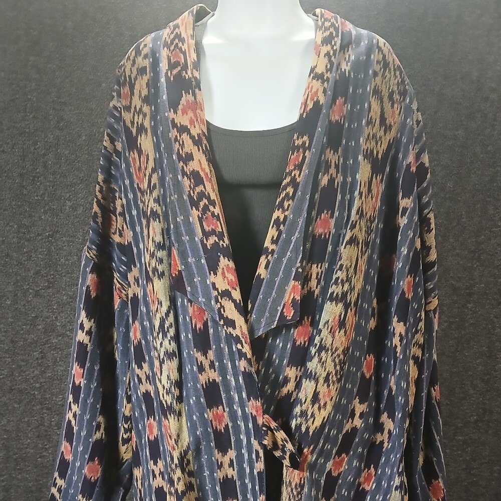 Vintage Kembali Ikat Print Cotton Duster Jacket / Open Kimono Coat